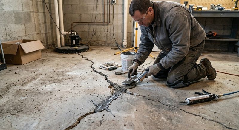 Cracked Basement Floor Repair in Norwich, CT