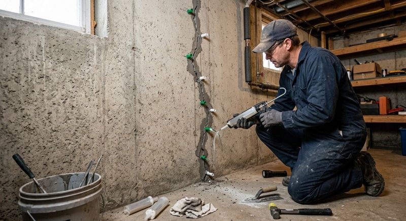Cracked Basement Floor Repair in Norwich, CT