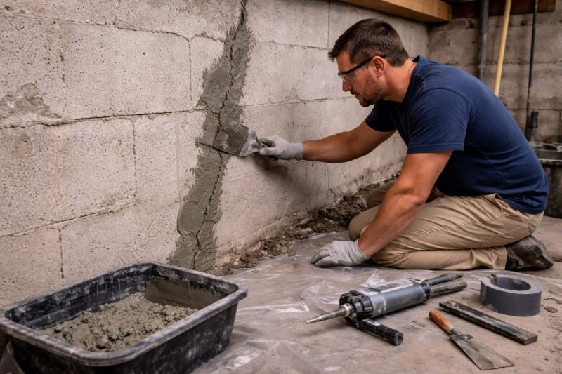 Foundation Crack Repair in Mystic, CT