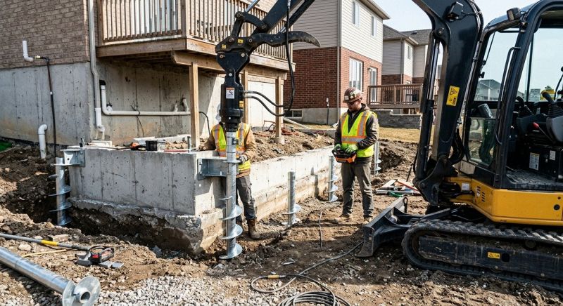 Helical Piers Installation in Norwich, CT