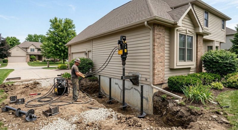 Helical Piers Installation in Norwich, CT